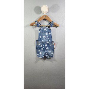 Star-Spangled Denim Overall Shorts Kids Size 6/6X Adjustable Straps 5 Pockets Ca